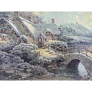 THOMAS KINKADE Double Sided Wall Tapestry 36"x25" Snowy Countryside